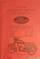 Jawa ČZ - Seznam náhradních součástí pro motocykl 125 ccm typ 351 - 150 ccm typ 352